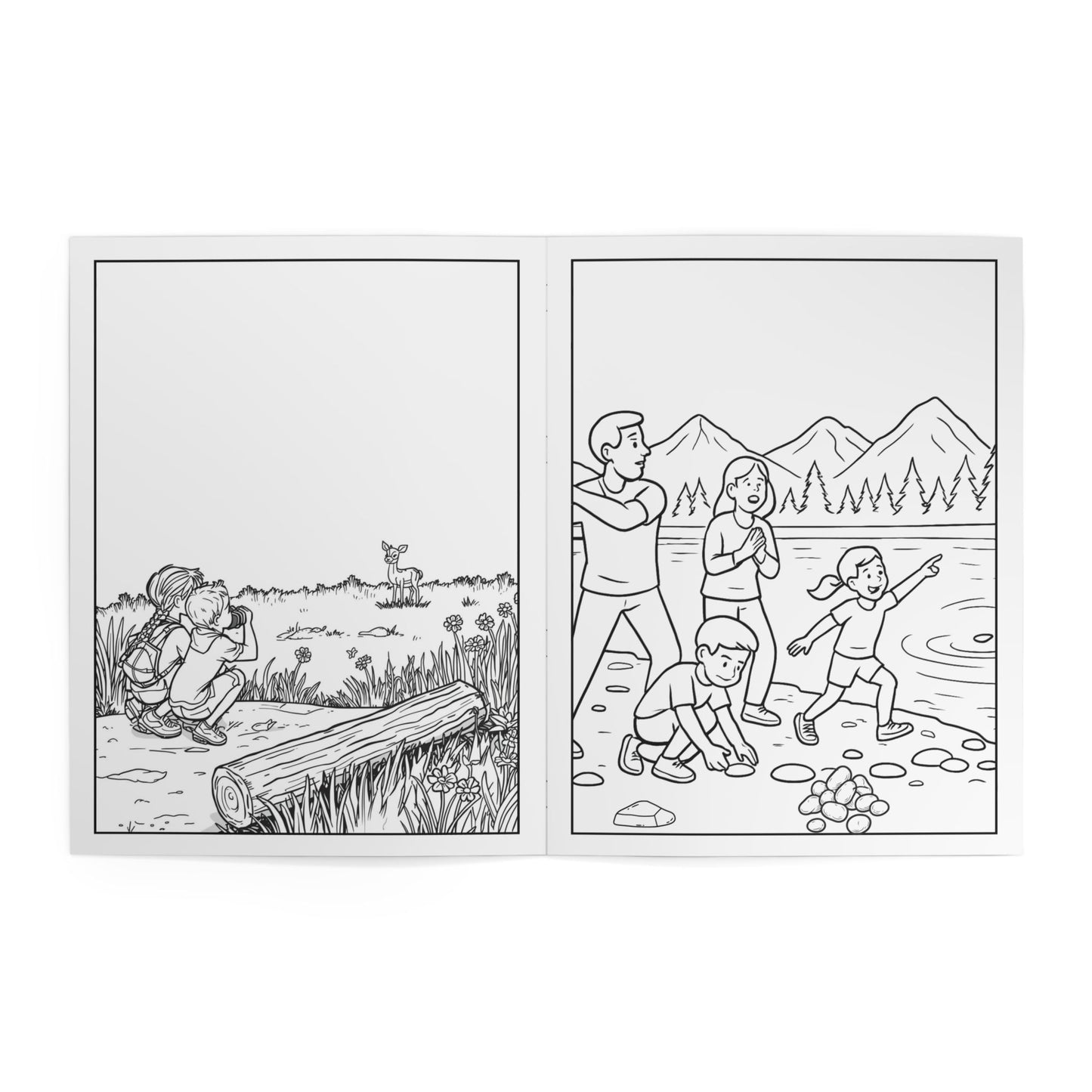 Hiking and Camping Family Coloring Book